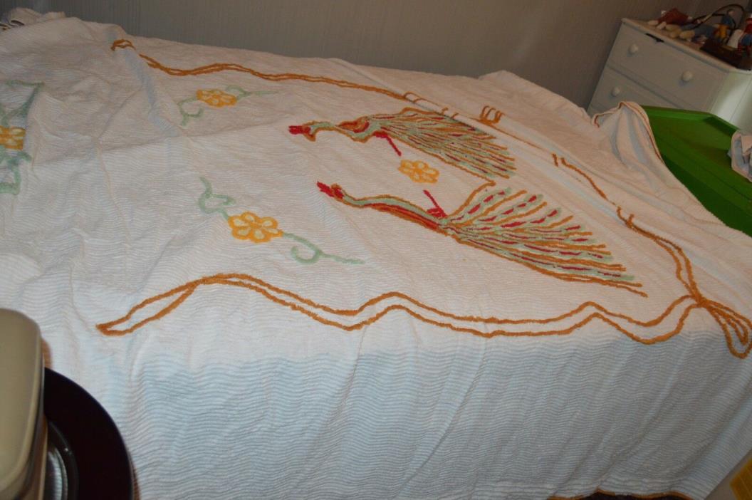 approx 90x100in peacock chenille bedspread
