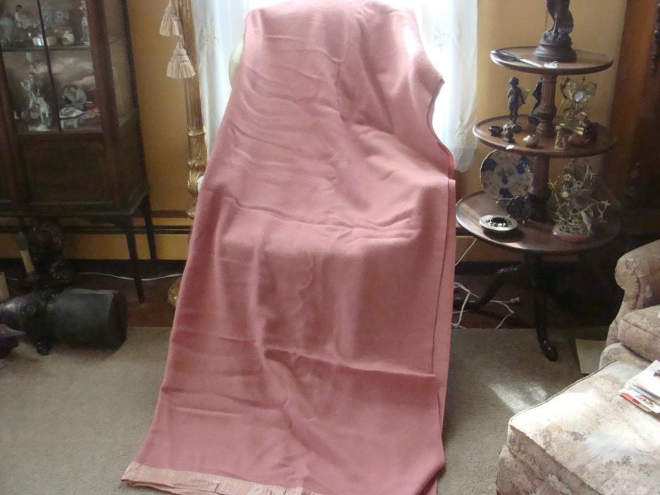 Vintage Wool Blanket Soft Pink 74W x 84L Full Queen Good Condition Lightweight
