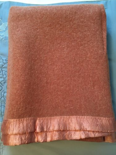 Vintage Montgomery Ward All Wool Blanket - 58 x 78 Twin Size
