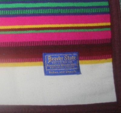 Pendleton Beaver State Robes & Shawls Wool Multi-Color Striped Blanket~sz 63x73