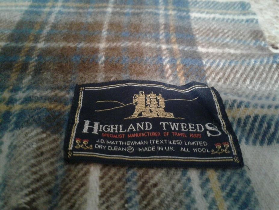 HIGHLAND TWEEDS PURE WOOL BLANKET THROW. MADE IN ENGLAND EXCELLENT..65X58