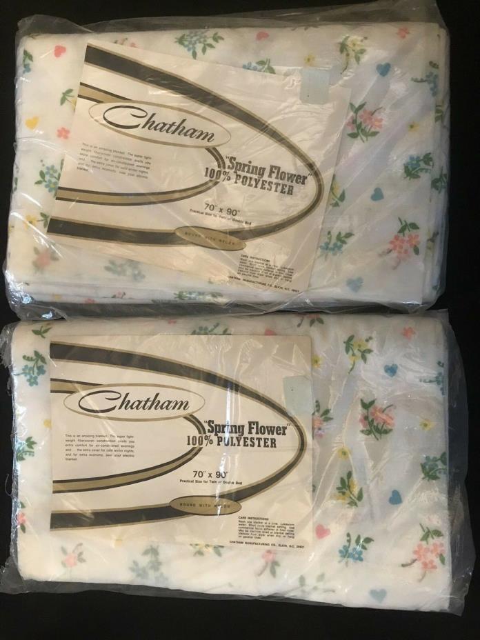 FAB! 2PC Chatham Nylon Bound Floral Twin-Full Thermal Polyester Blankets 70 x 90