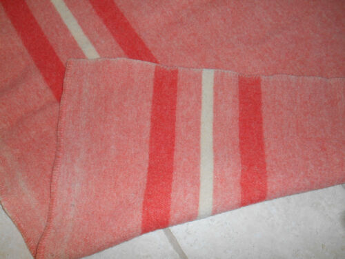 Pretty Vintage Striped Red Camp Blanket Cabin Bed Cottage 75