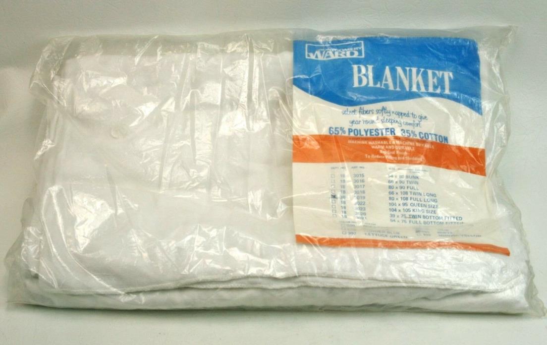 Vintage White Lightweigh Blanket Full Size from Montgomery Wards New in Package