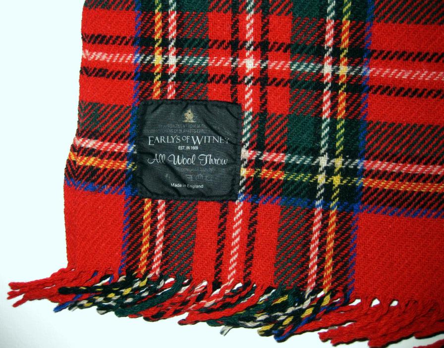 Vintage Early's of Witney Tartan Plaid All Wool Throw Blanket Made in England