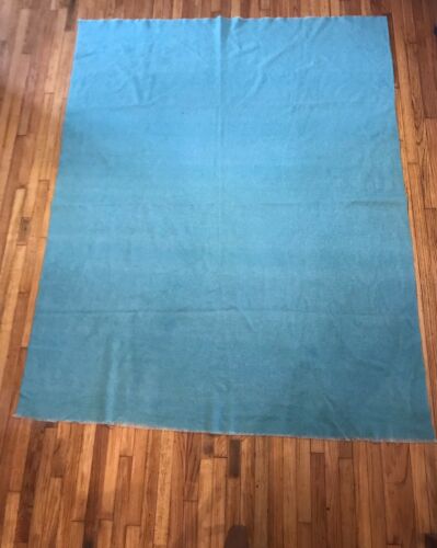Vintage Green Wool Blanket Full Size 72 Wide X 90” Long. 5 Pounds.