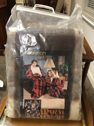 Beacon Camp Warm Wrap Blanket Robe Vintage 70s 1970s Brown Plaid Original Tag