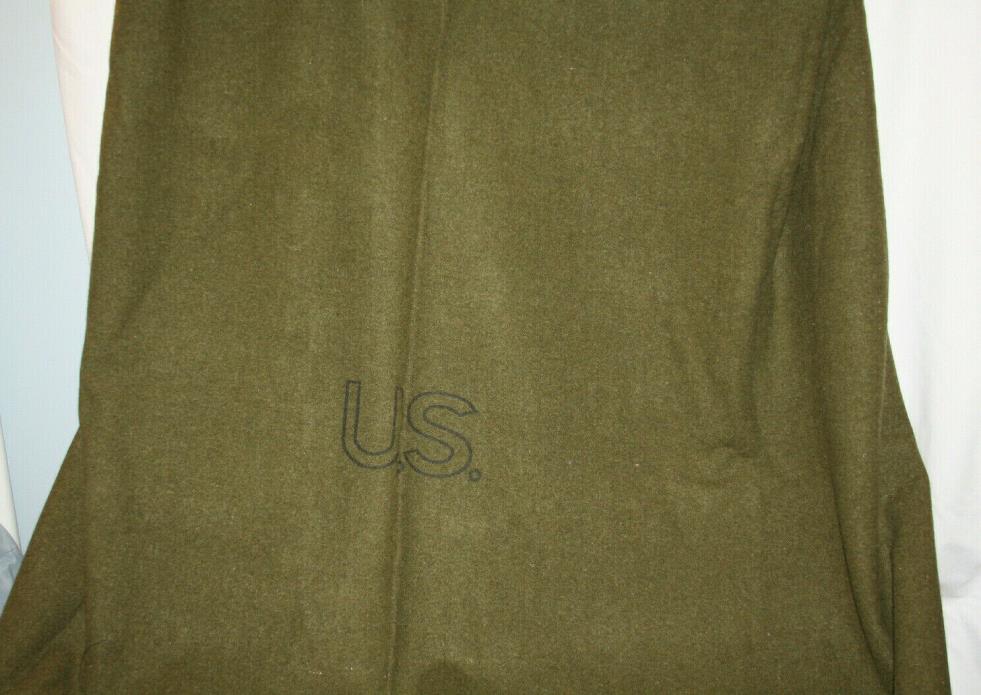US MILITARY ARMY OLIVE GREEN 100% WOOL LARGE HEAVY CAMP CABIN BLANKET 66x84