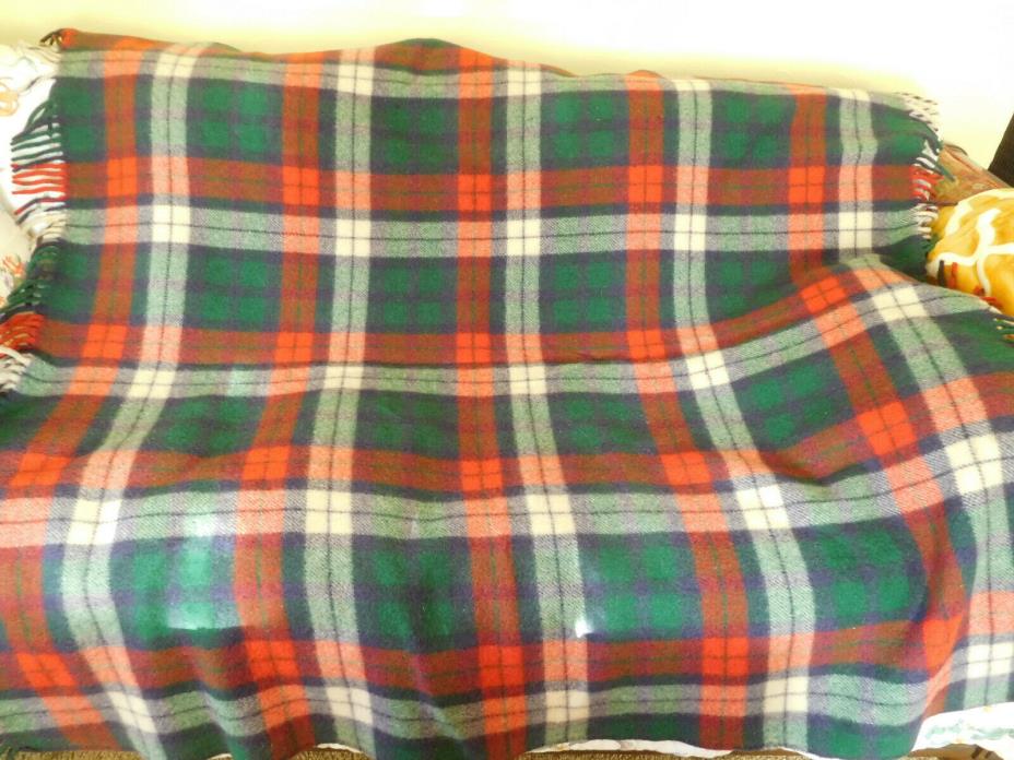 Vintage  Horner Woolen Mills Red/Green Tartan Plaid Blanket 100% Wool ~FREE SHIP