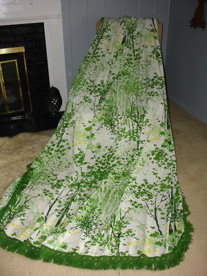 Twin Green Birch Tree Mid Century Bedspread Blanket Vintage 79