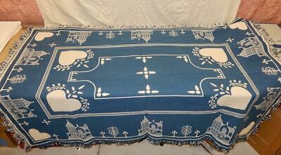 True Vintage Linen Tablecloth-Williamsburg Antique Style-House Figural-70x48 in.