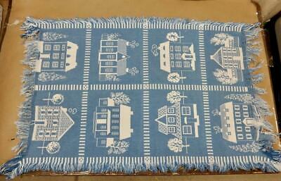 True Vintage Linen Tablecloth-Williamsburg Antique Style-House Figural-40x25 in.