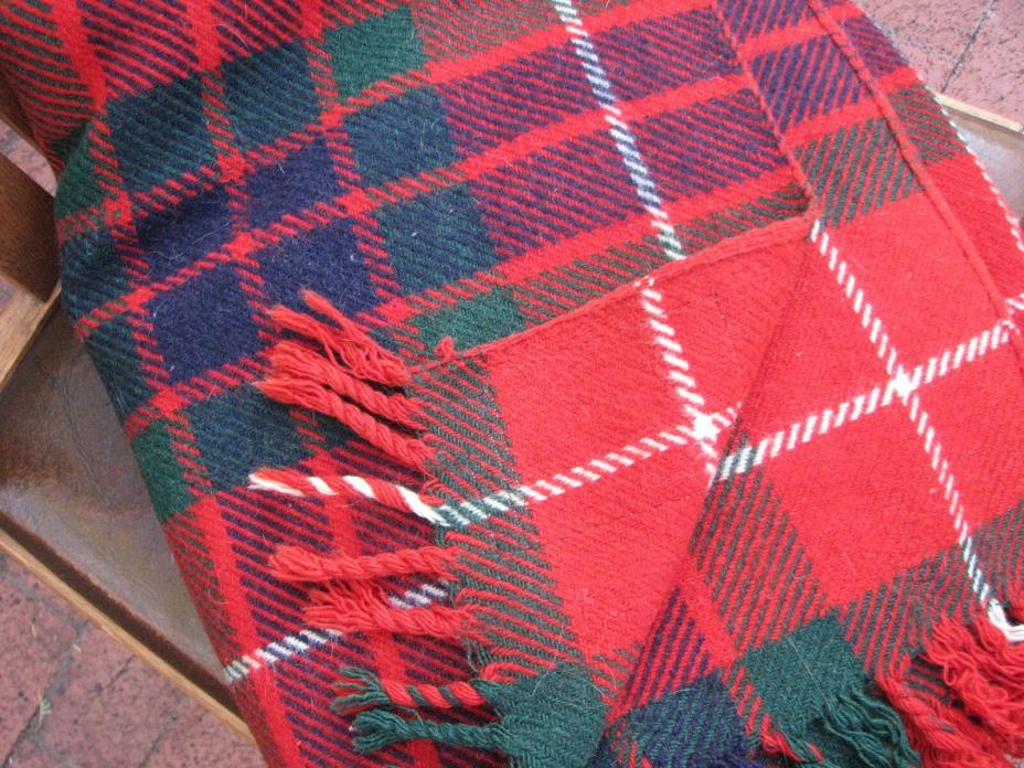 Vintage Red Wool Plaid Blanket Stadium Throw Macnab Travel Rug Scotland 53