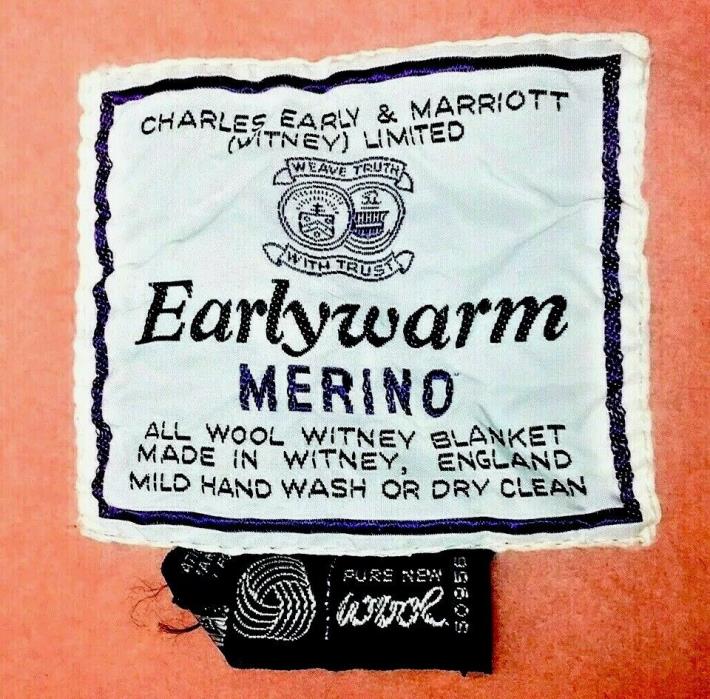 Vintage Early & Marriott Witney Limited Wool Blanket Coral Pink Earlywarm Merino