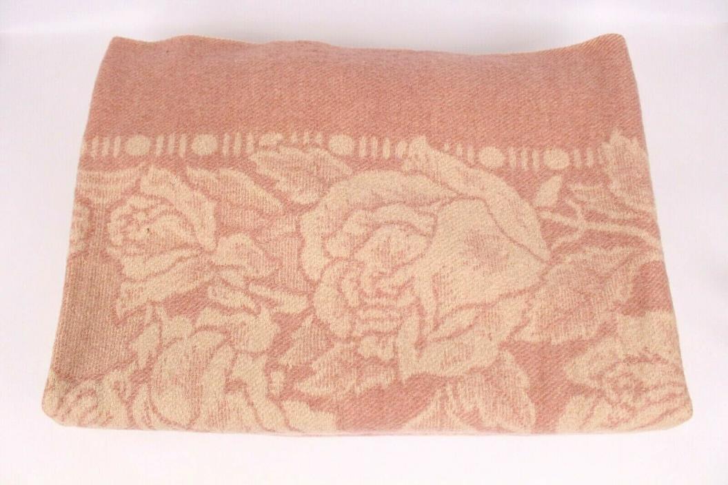 Vintage Pink Golden Dawn Floral Rose Pattern Wool Blanket 88