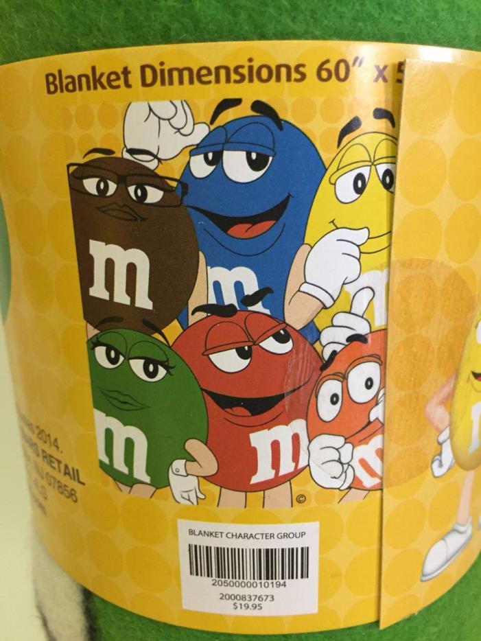 M&M’s World Characters Big Face Fleece Blanket Size - 50” x 60” - New!