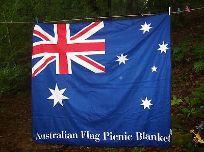 Australian Flag Picnic Stadium Waterproof Backed Fleece BLANKET 52 x 58