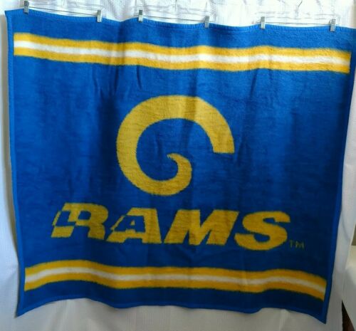 Beiderlack L A Rams Logo Yellow Blue Throw Lap Blanket 57 × 49