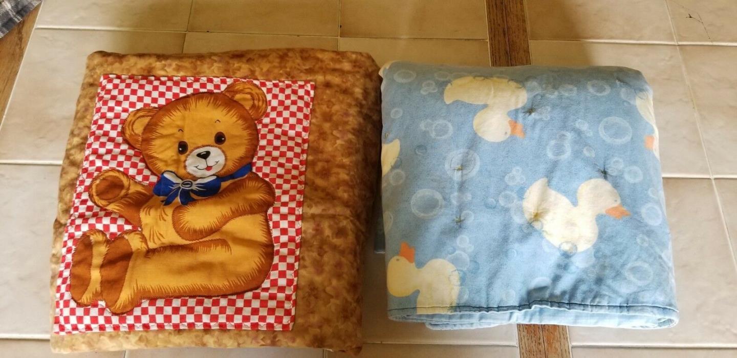 2 Crib Blankets Quilted Baby Teddy Bear Ducks Crib Blanket Quilt Fabric