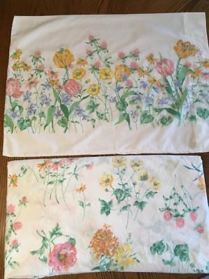 Vintage Cannon Montcello Queen Sheet and Pillowcase - Flowers - Shabby/Cottage