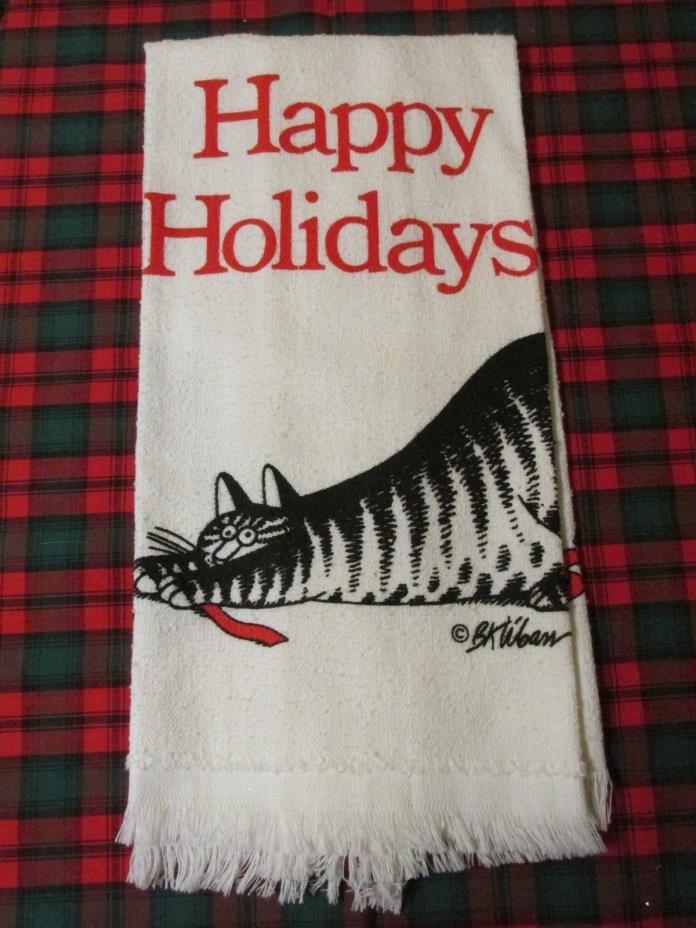 Very Rare 1970's Kliban Cat Happy Holidays Christmas Hand Towel Unused! 26 x 16