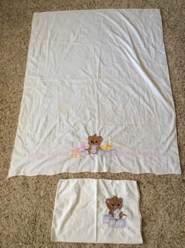 Vintage Baby Embroidered Sheet & Pillow Case