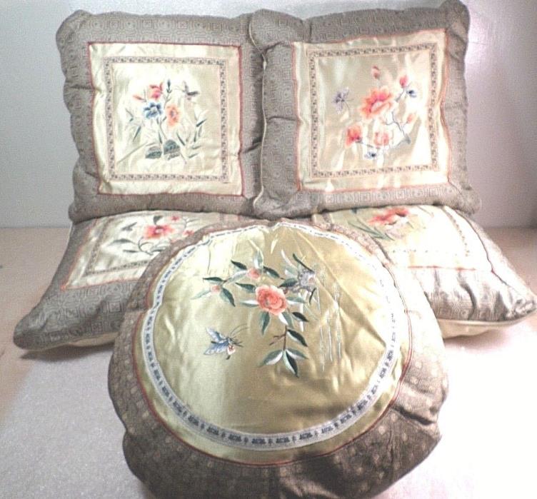 Vintage Beijing Chinese Silk Thread Embroidered Pillow Covers~Don Huang~5 Covers
