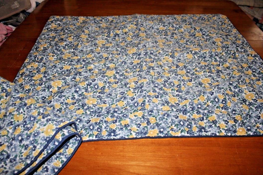 Blue Yellow Floral Tailored Standard Padded Pillow Shams Pair