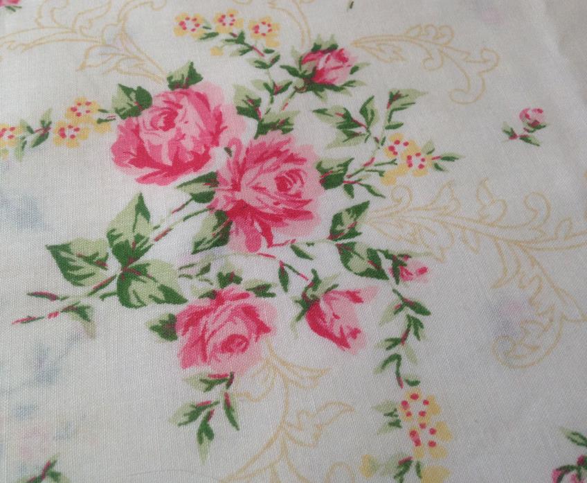 Vintage Statepride Muslin Pillowcase Pink Roses Flowers shabby chic Std Size