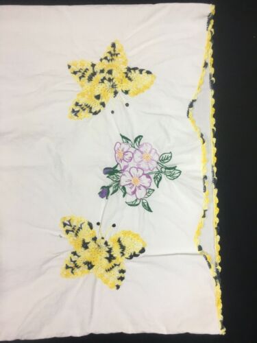 Embroidered Pillowcase Vintage Butterflies