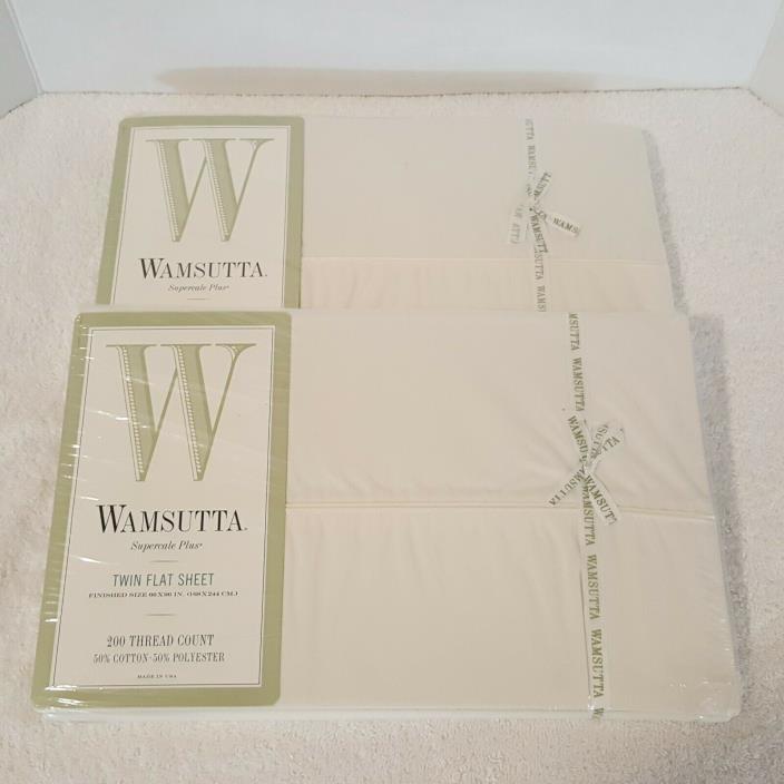 Lot Of 2 Wamsutta Supercale Plus Twin Flat Sheet Ivory Finished Size 66 x 96 IN.