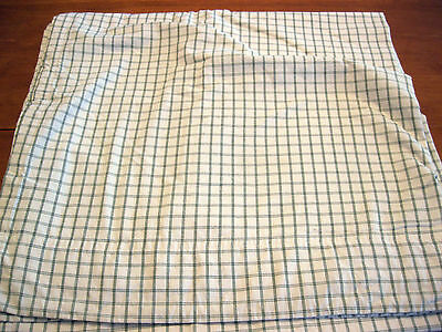 Twin Flat Sheet Land of Nod Green Cream Windowpane Check Plaid All Cotton Fabric