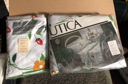 Vtg Strawberry Patch II Cal King Fitted Sheet & Pillow Case Stevens Utica New!