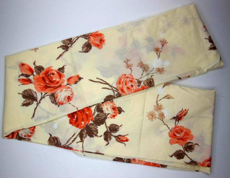 NEW Vintage Dan River Tranquale Percale Twin Fitted Sheet Orange Roses on Cream