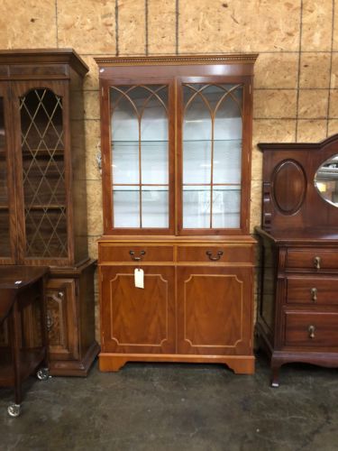 super nice pecan two door china hutch very clean and nice