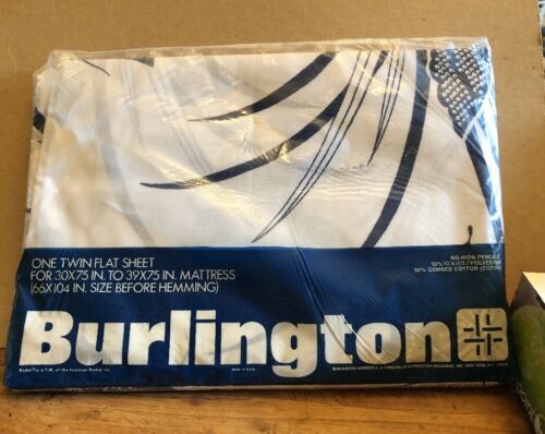 Vintage Burlington Twin Flat Sheet Butterfly Pattern New!