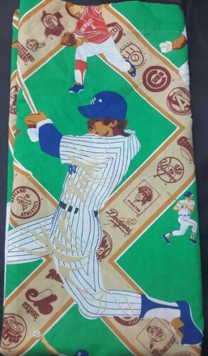 Vintage Bibb Co MLB Baseball Twin Flat Sheet Diamond Cotton Polyester