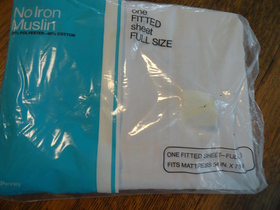Vintage JC Penney No Iron Muslin FITTED Sheet Standard Double Full Size NEW