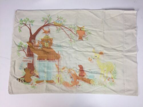 FIELDCREST Vintage Pillow Case SMOKEY THE BEAR and Friends Forest Animals TJ