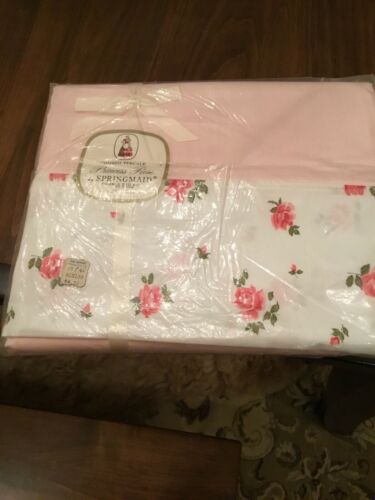 Vintage Springmaid Percale Full Double Bed Flat Sheet 81x108 Princess Rose NEW