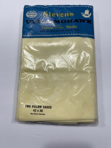 2 NEW NOS Vintage Stevens Utica Mohawk Famous Fine Muslim 130 Pillow Case 42 36