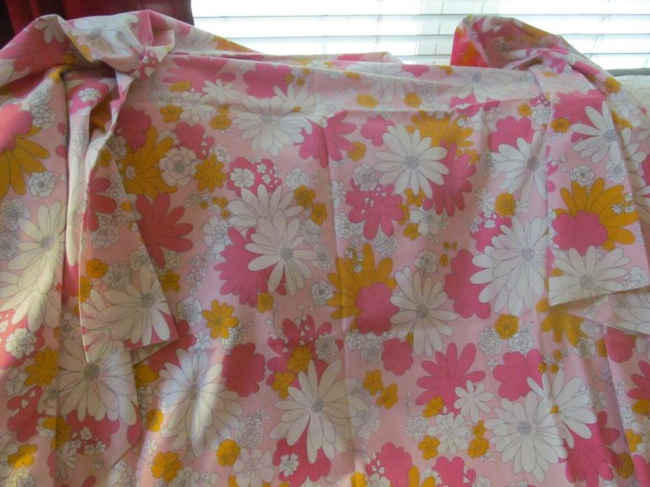 VTG Cannon Monticello Full Sheet Set Flat/Fitted  MOD Flower Pink Yellow Soft!