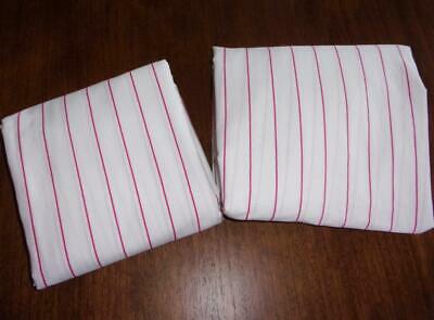 TWIN XL Flat & Fitted SHEET SET Dorm DEEP POCKETS 100% Cotton Pink Pinstripe