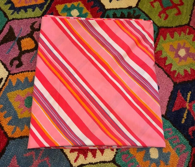 Vintage Fieldcrest Perfection FULL SIZE FLAT SHEET Pink Orange White Striped