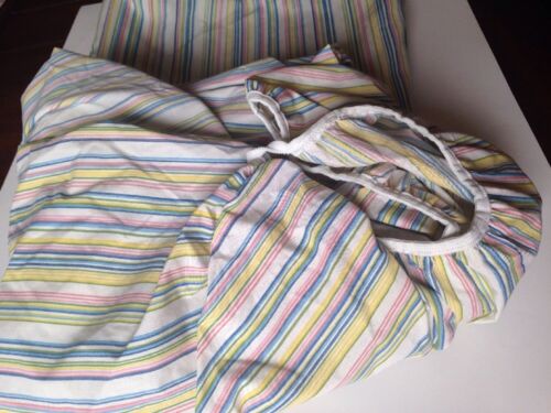 Vintage Percale Perma-Prest Sheet Set Sears KING Size Fitted Flat Pastel Stripes