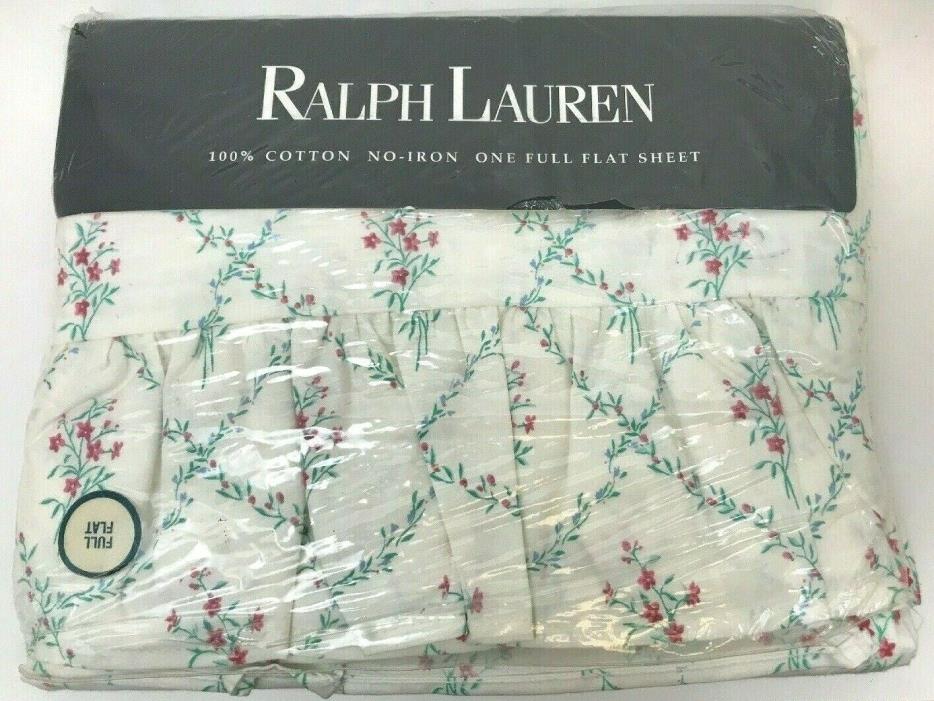Ralph Lauren Sheet Flat Floral Cotton Blue New Full Sundress Vintage