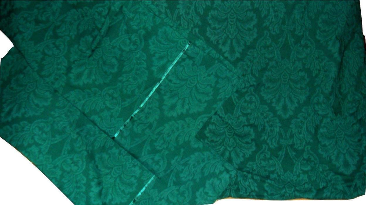 Cannon Mills Hunter Green Damask King Fitted Sheet & 2 King Pillowcases Percale