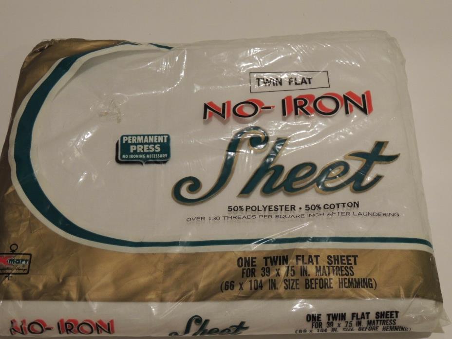 vintage in original package no iron twin flat sheet permanent press from kmart /