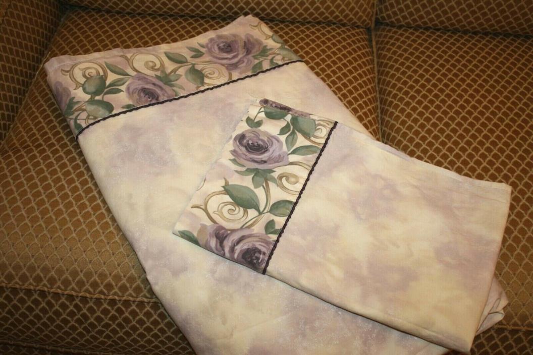 Croscill Chambord Cassis Rose Floral Amethyst Purple Full Flat Sheet pillow case