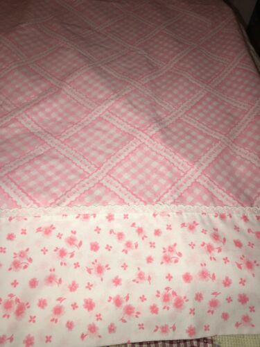 Vintage Springmaid Twin Flat Pink White Floral Flowers Sheet Bedding Linens Nice